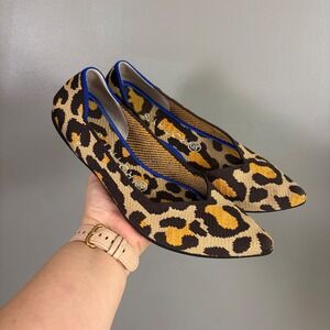 ROTHYS Leopard Print Pointed Toe Flats 8 Comfort Office Casual Maximal Preppy